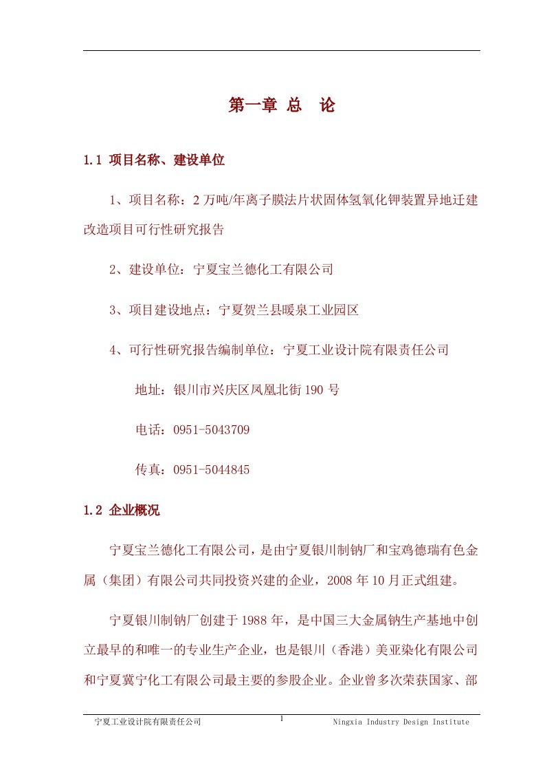 产2万吨离子膜法片状固体氢氧化钾装置异地迁建改造项目可行性研究报告