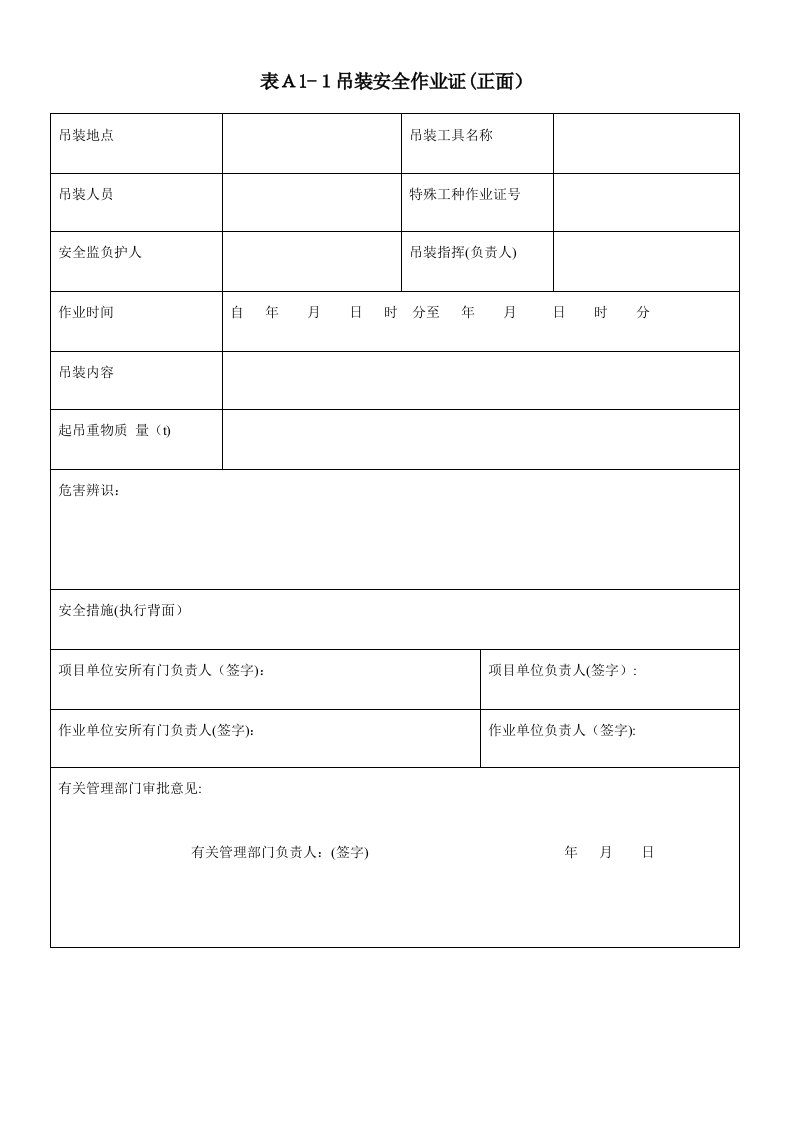 企业八大危险作业最新申请表格式