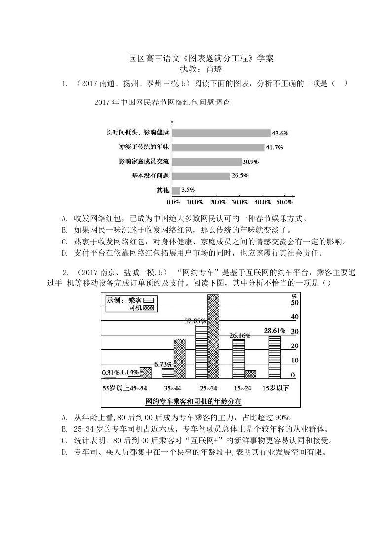 园区高三语文《图表题满分工程》学案执教肖璐