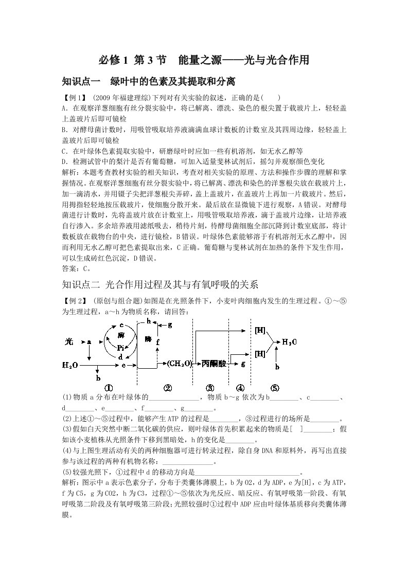 生物必修13-3能量之源-光与光合作用