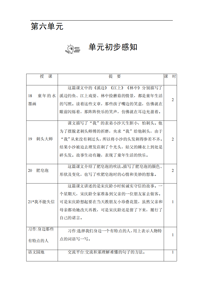 部编版三年级语文下册第六单元教学设计2146