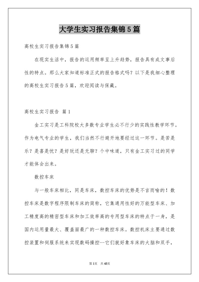 大学生实习报告集锦5篇例文