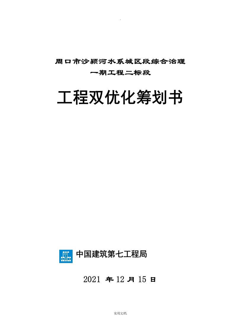 项目双优化策划书