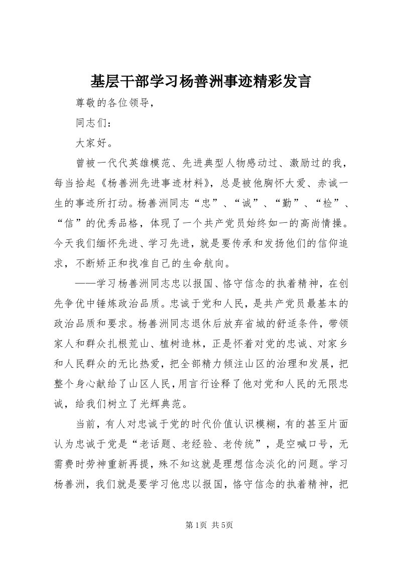 3基层干部学习杨善洲事迹精彩讲话