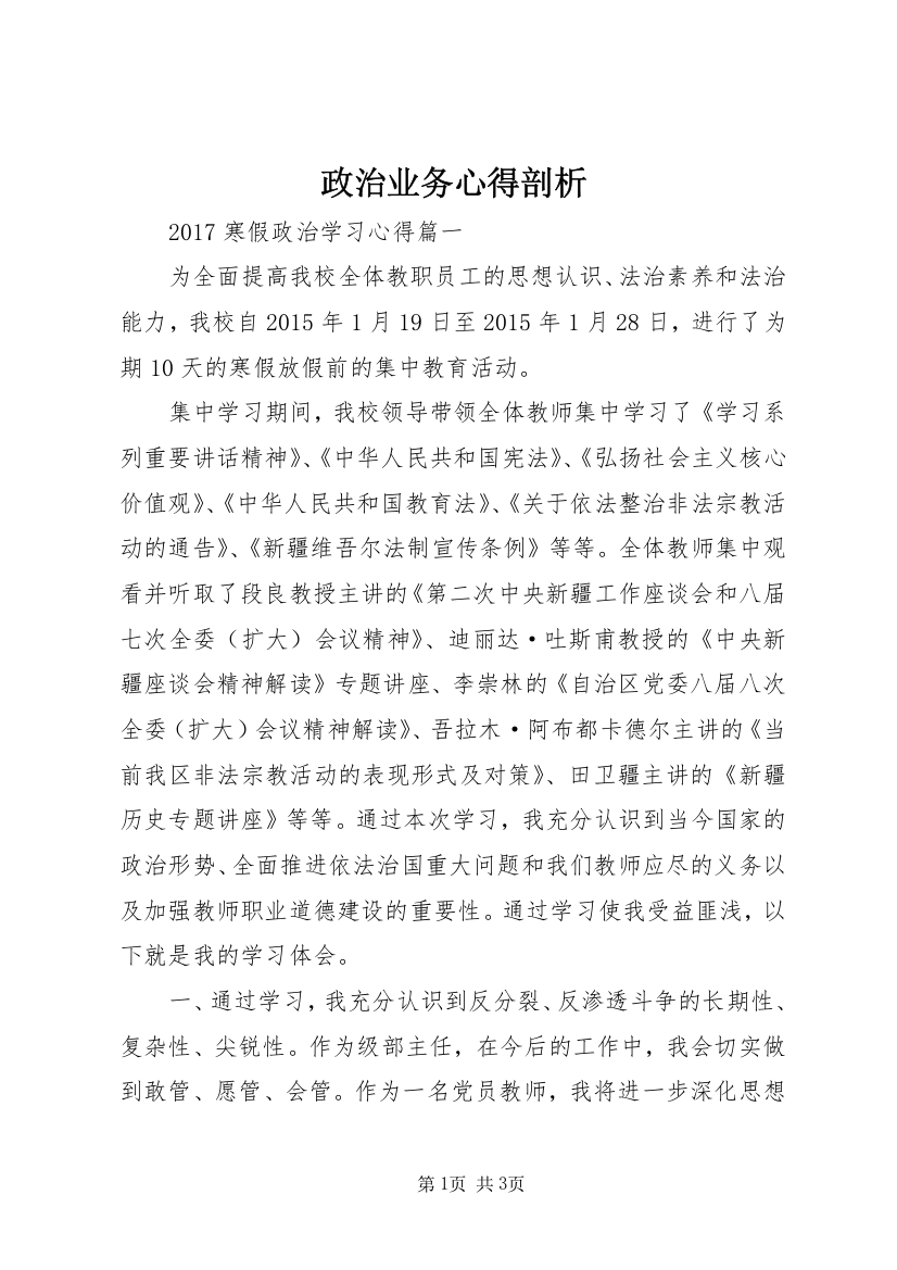 政治业务心得剖析