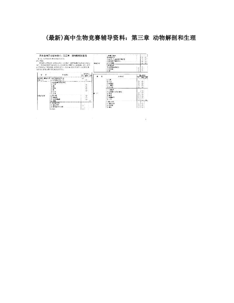 (最新)高中生物竞赛辅导资料：第三章+动物解剖和生理