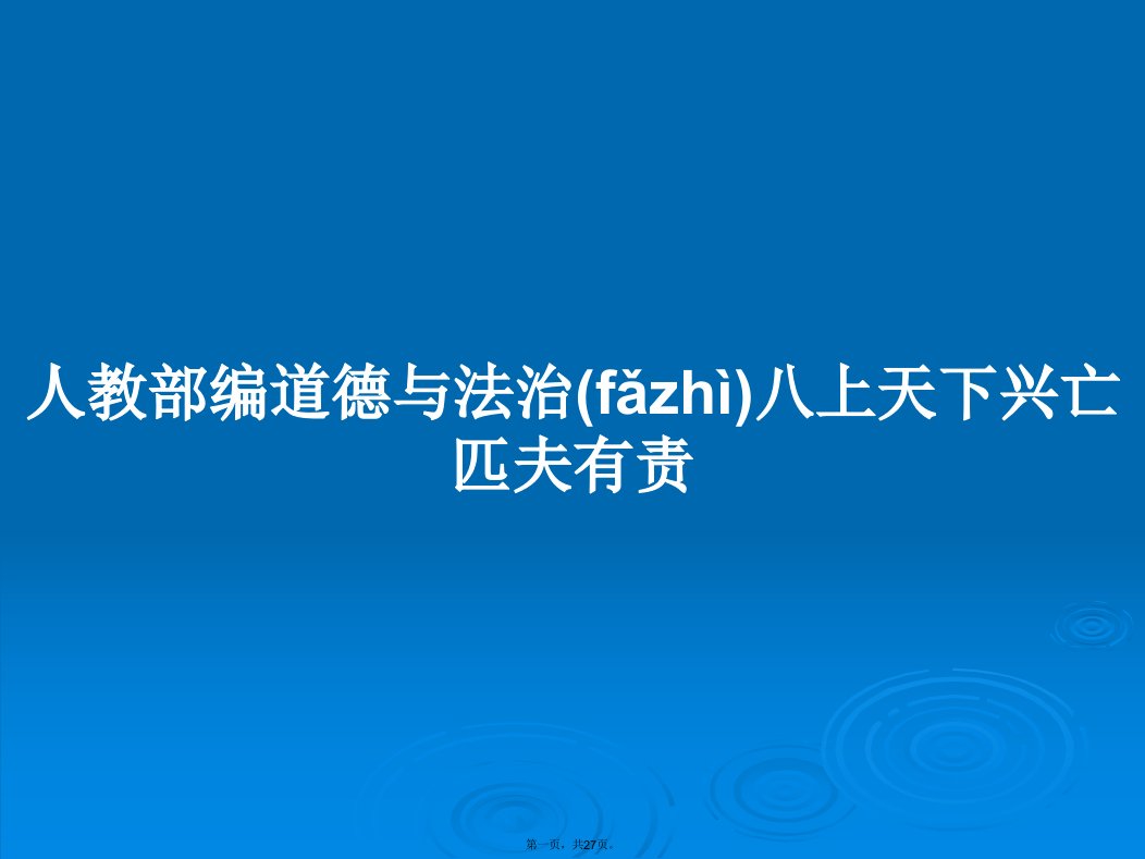 人教部编道德与法治八上天下兴亡匹夫有责学习教案