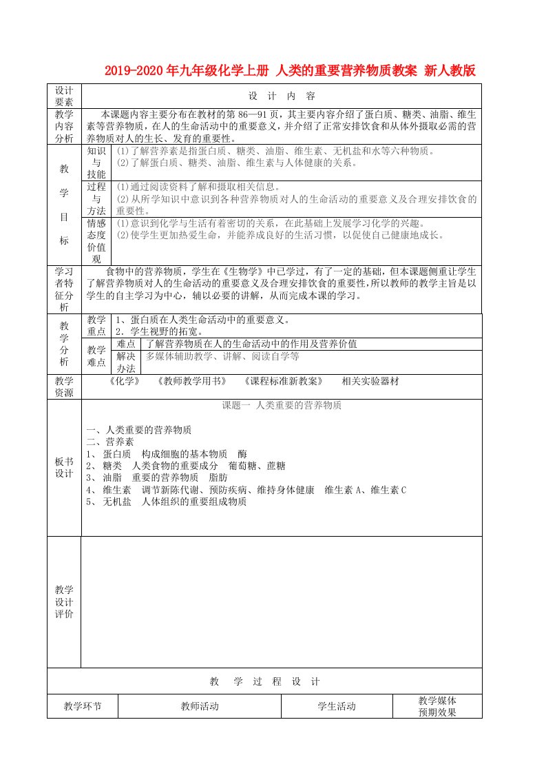 2019-2020年九年级化学上册