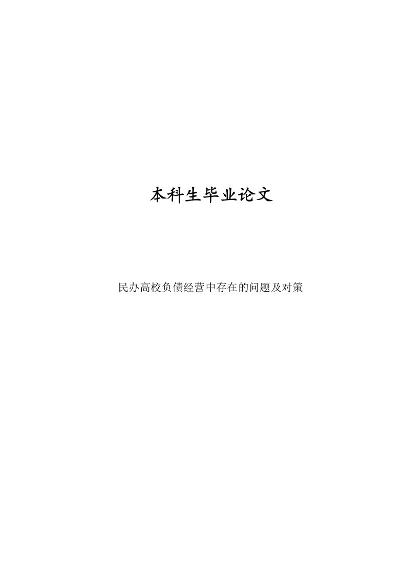 民办高校负债经营中存在的问题及对策