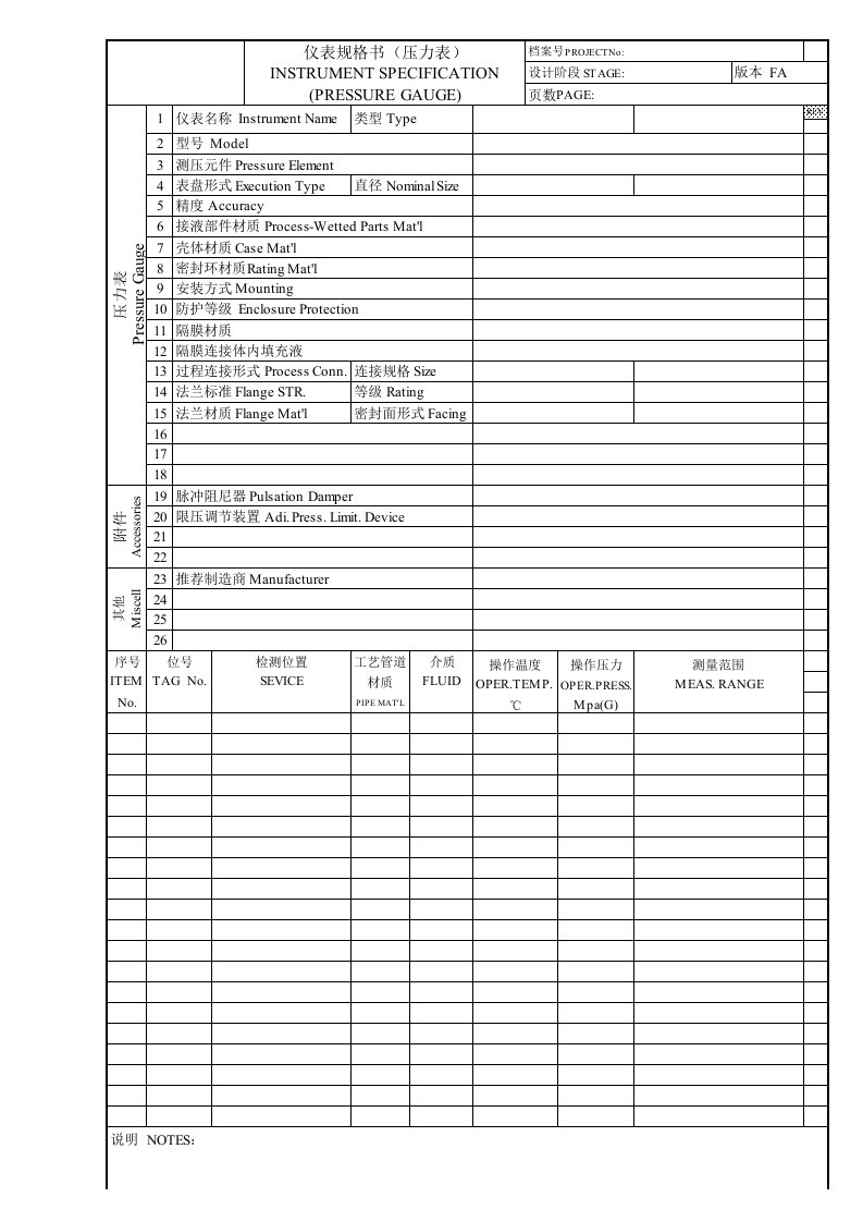 工程资料-压力表规格书