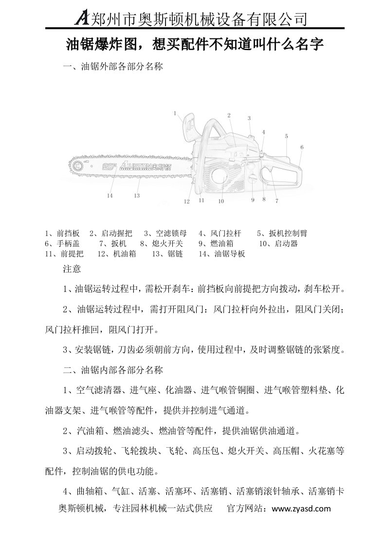 油锯爆炸图,想买配件不知道叫什么名字