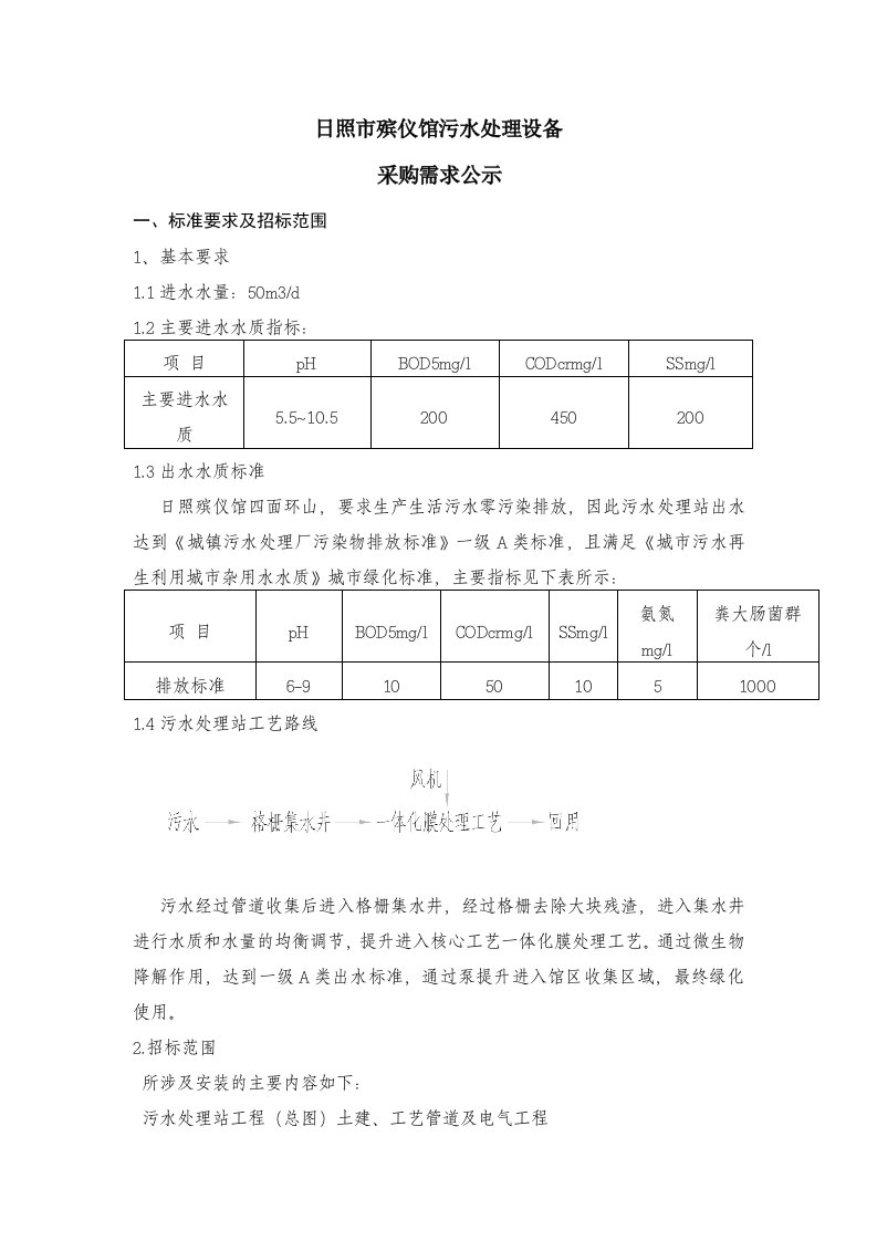 日照市殡仪馆污水处理设备