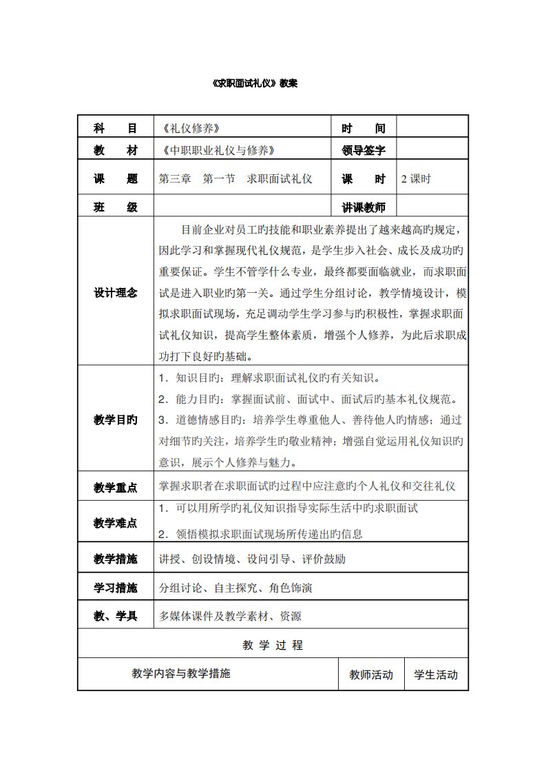 2022年万小燕面试礼仪教案