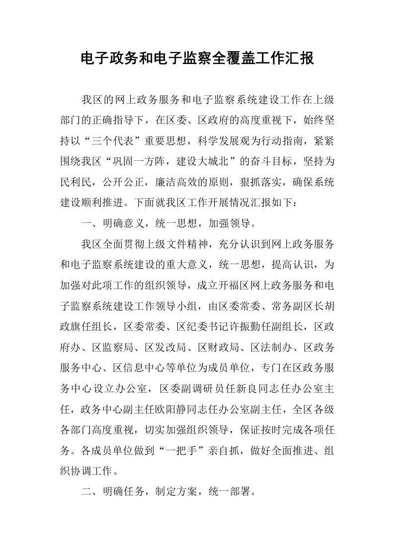 电子政务和电子监察全覆盖工作汇报.docx