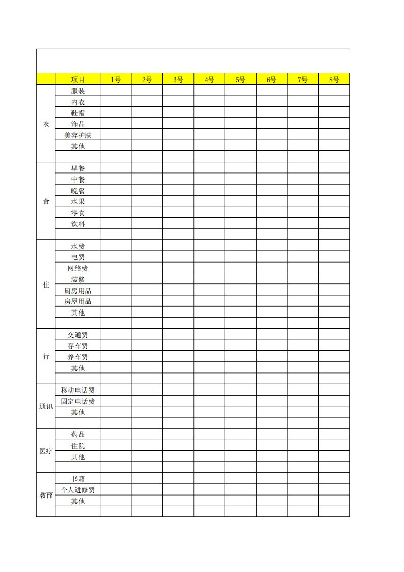 家庭理财计划表