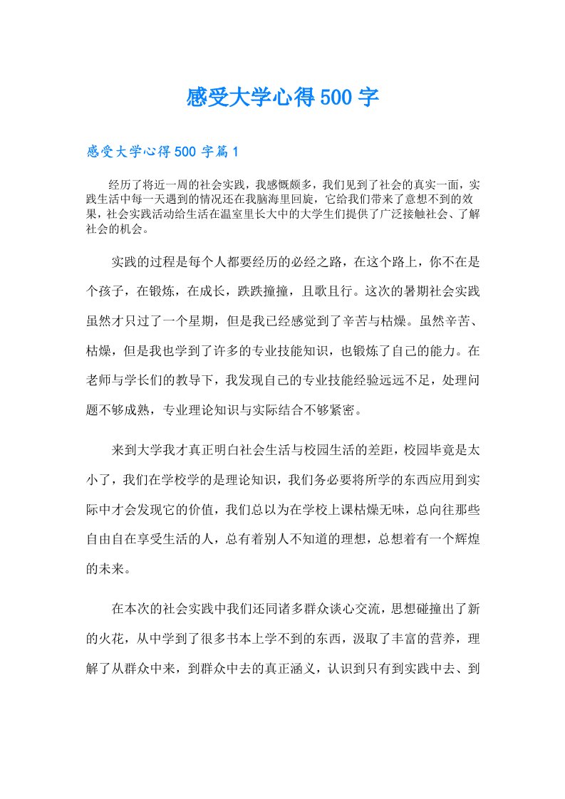 感受大学心得500字