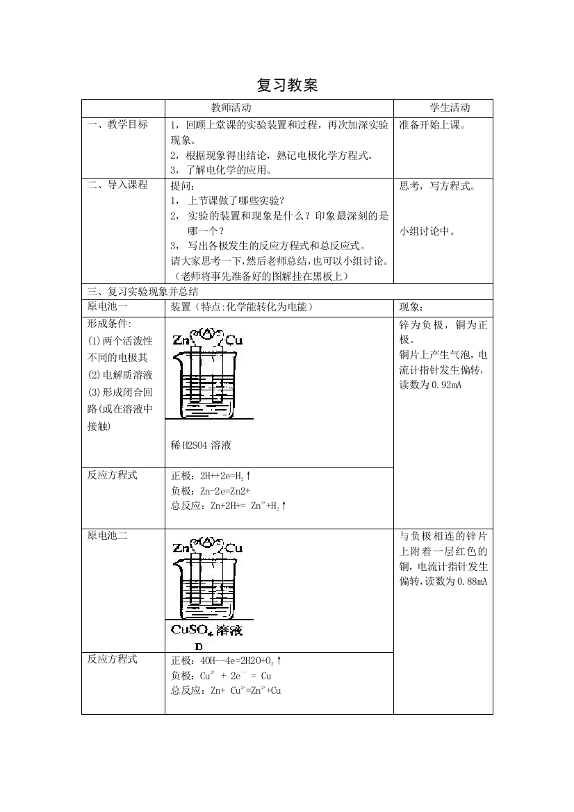 复习电化学教案