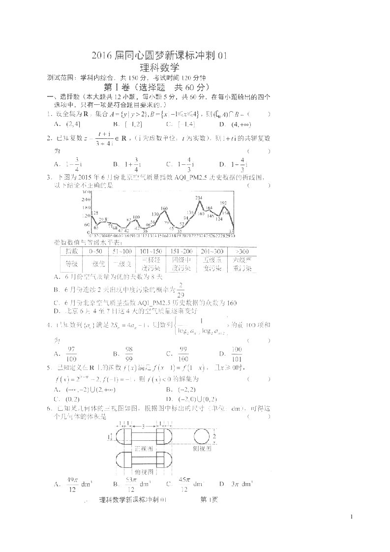 陕西省高三数学上学期冲刺试题1