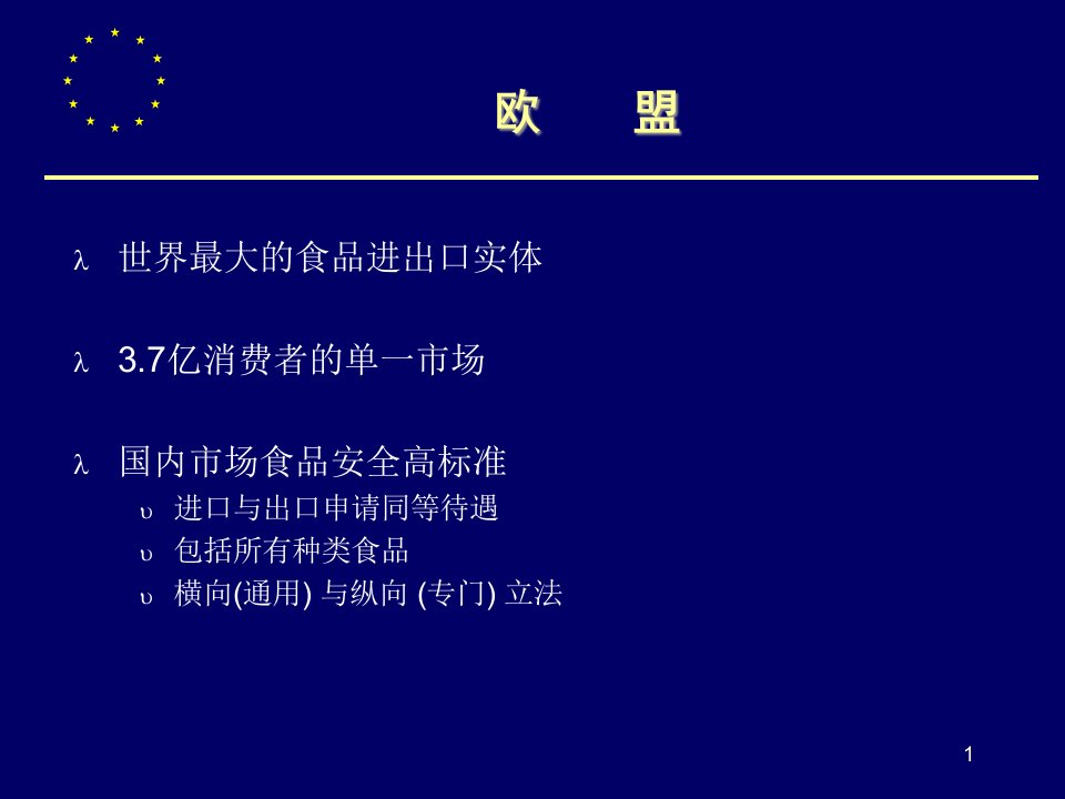 欧洲联盟食品安全要求和WTOSPS协定1课件