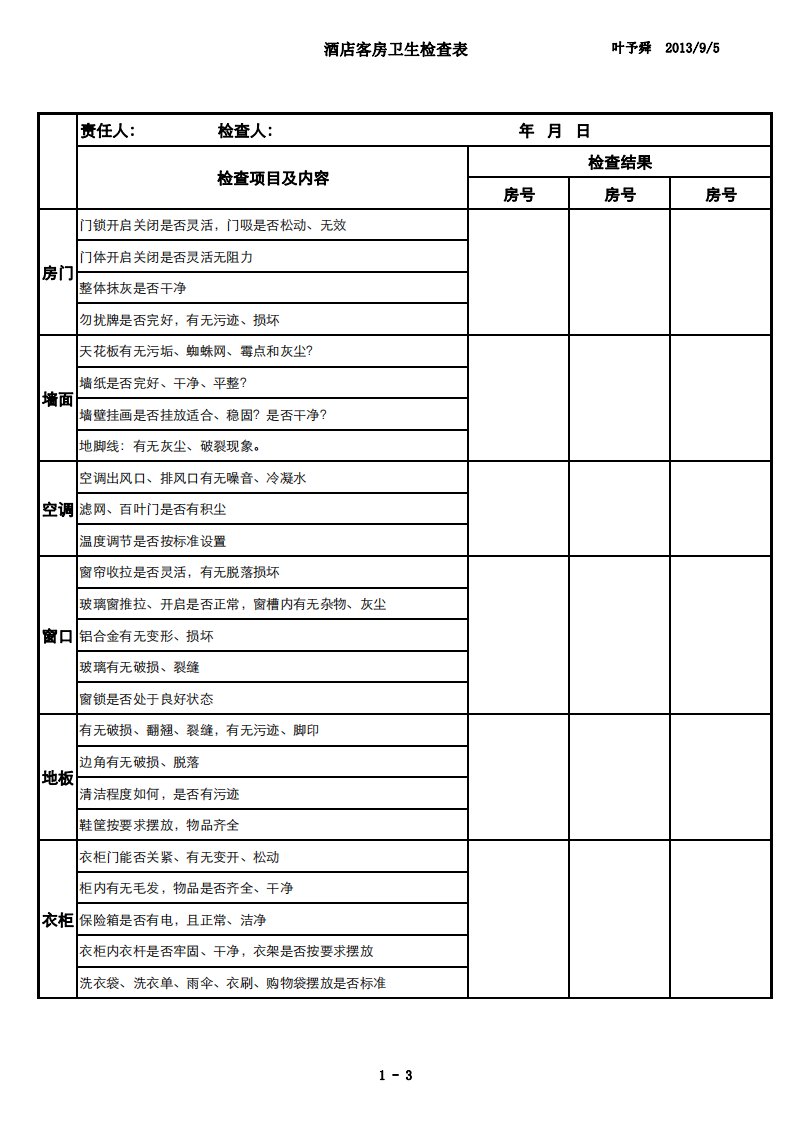 酒店管理客房