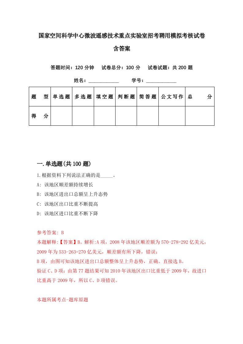 国家空间科学中心微波遥感技术重点实验室招考聘用模拟考核试卷含答案3