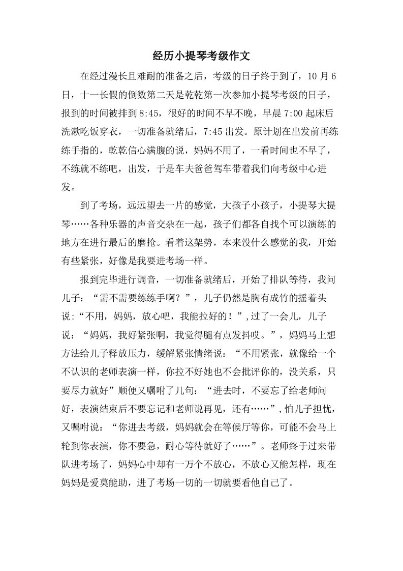 经历小提琴考级作文