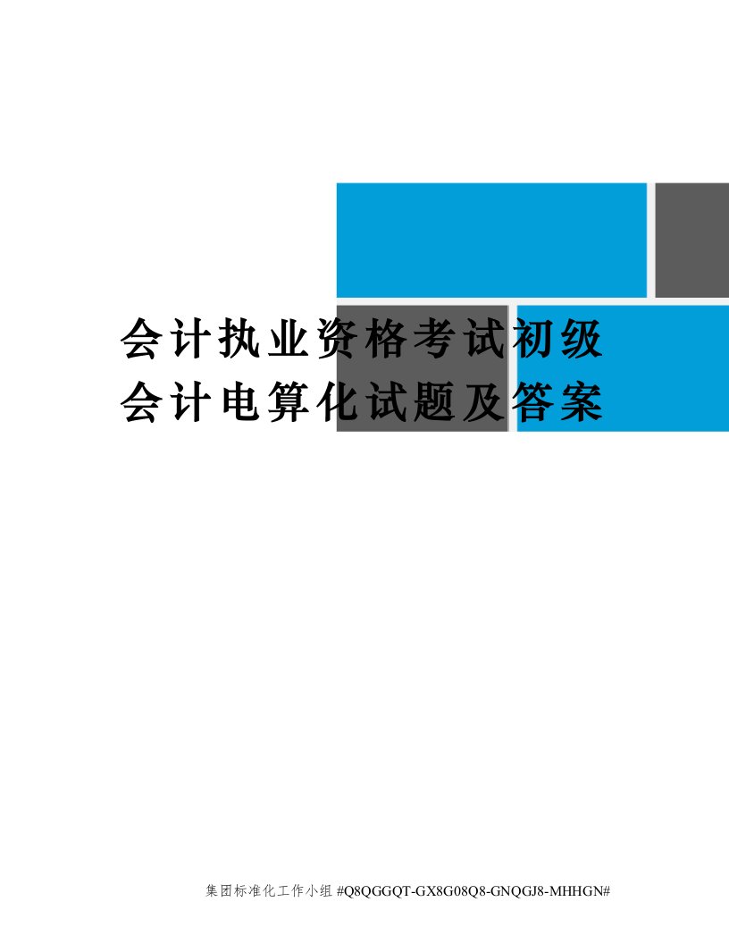 会计执业资格考试初级会计电算化试题及答案