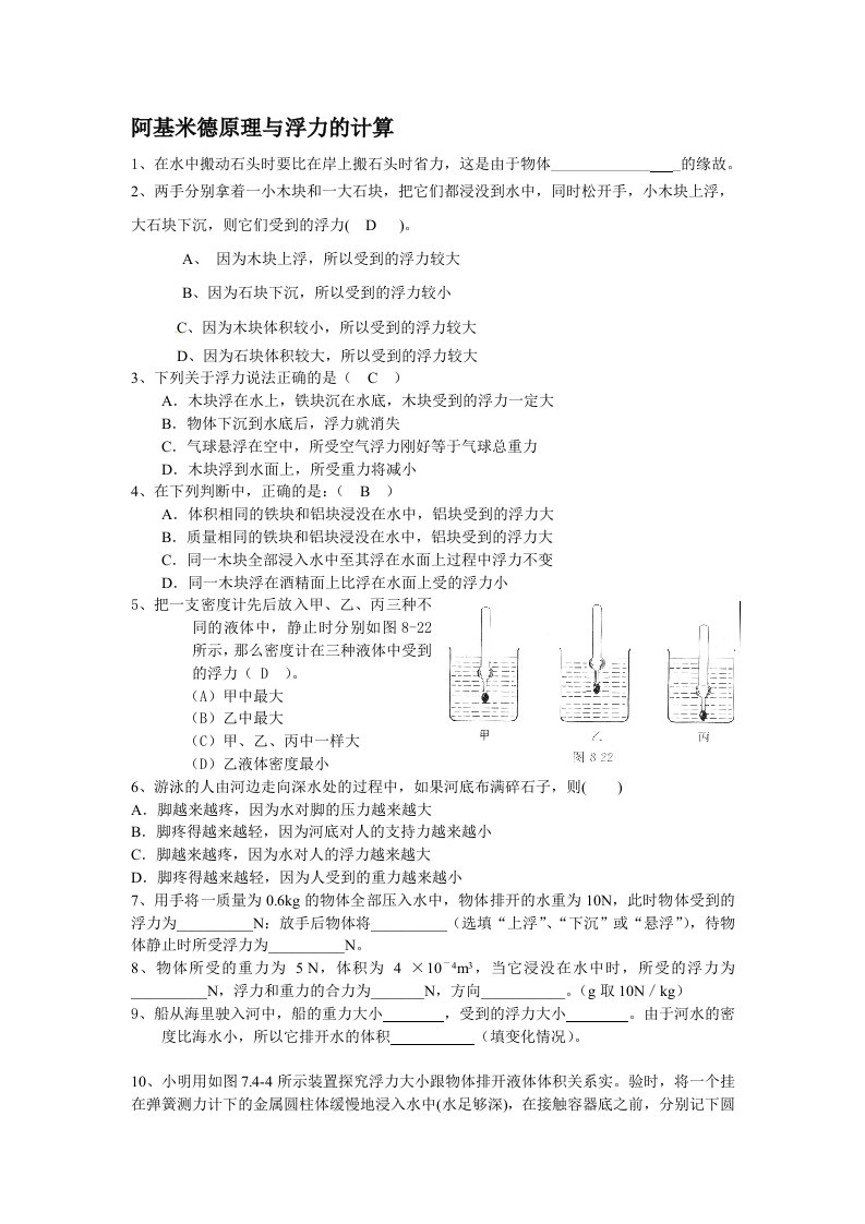 阿基米德原理与浮力的计算