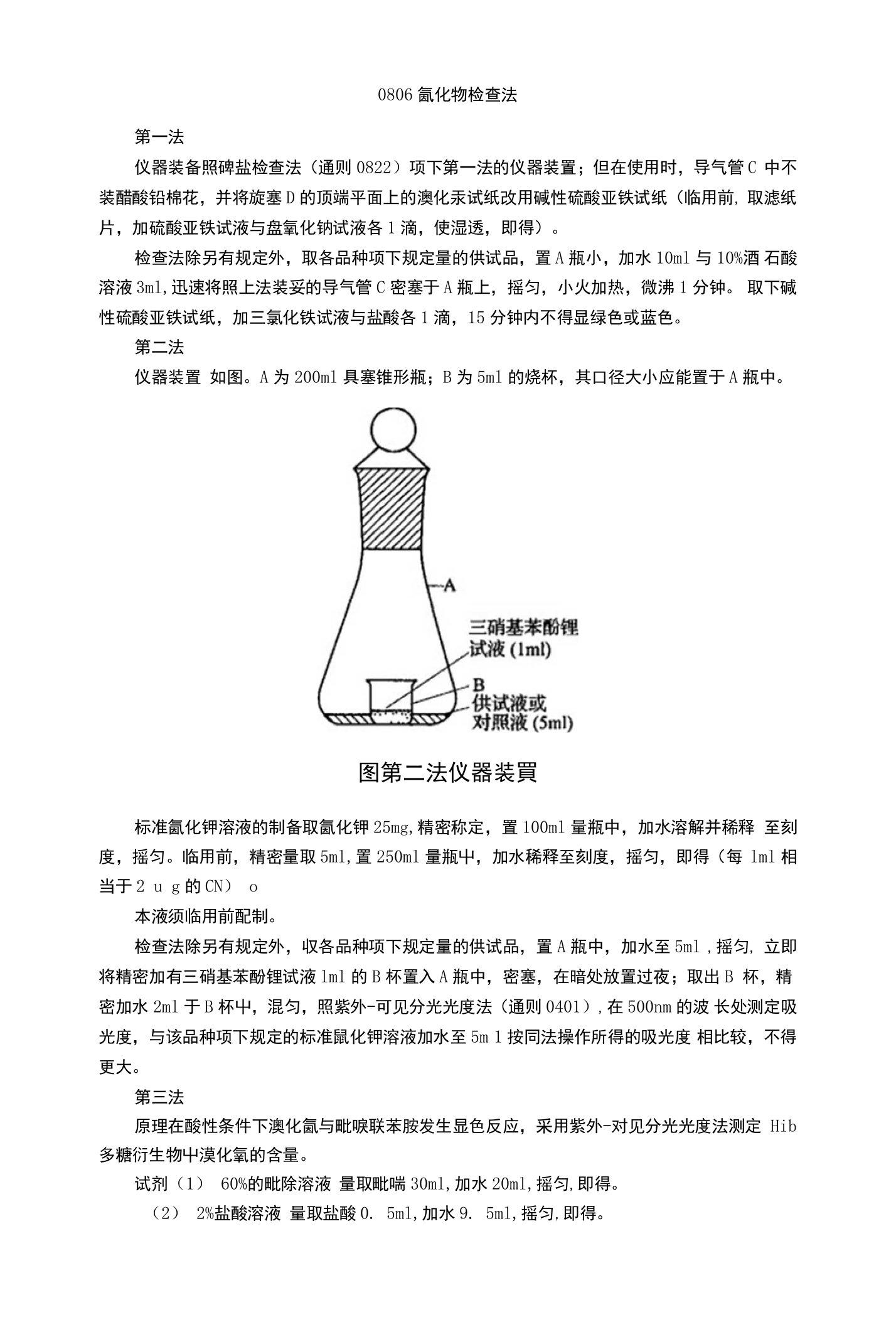 2015年版《中国药典》三部通则0806氰化物检查法