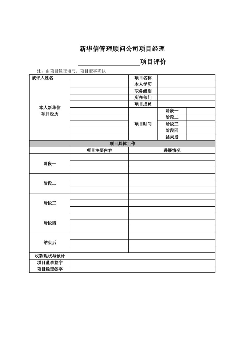 新华信项目经理评价表