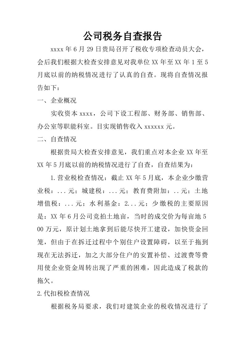 公司税务自查报告.doc