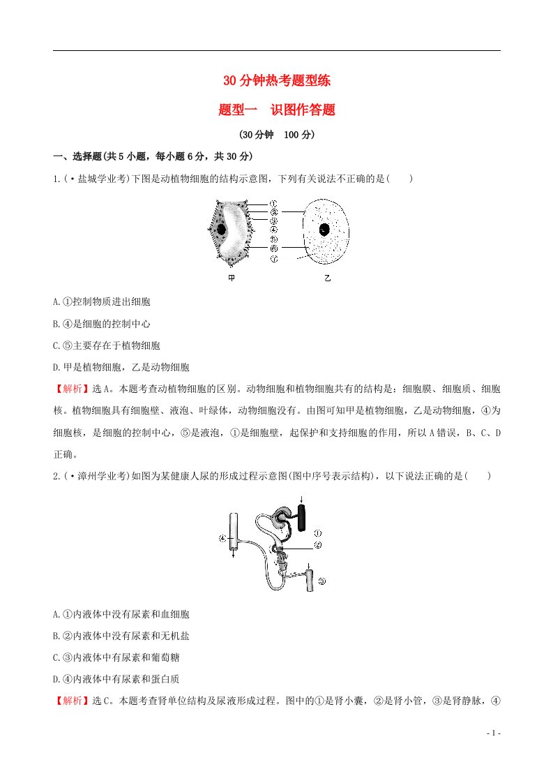 中考生物专题复习