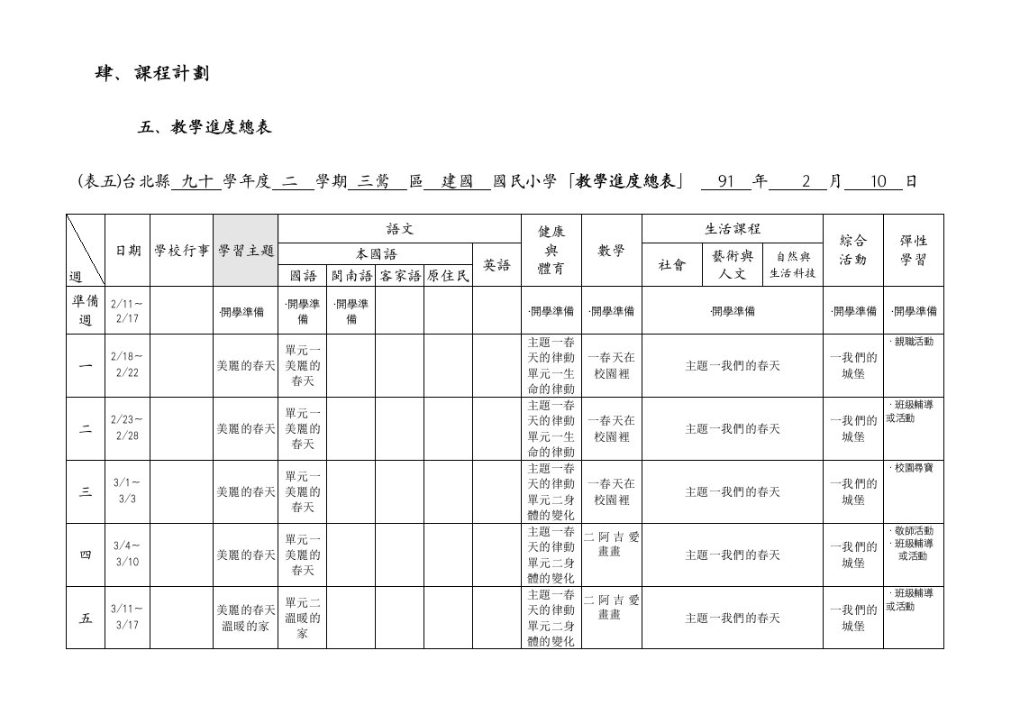 课程计划