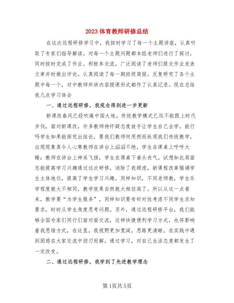 2023体育教师研修总结（二篇）