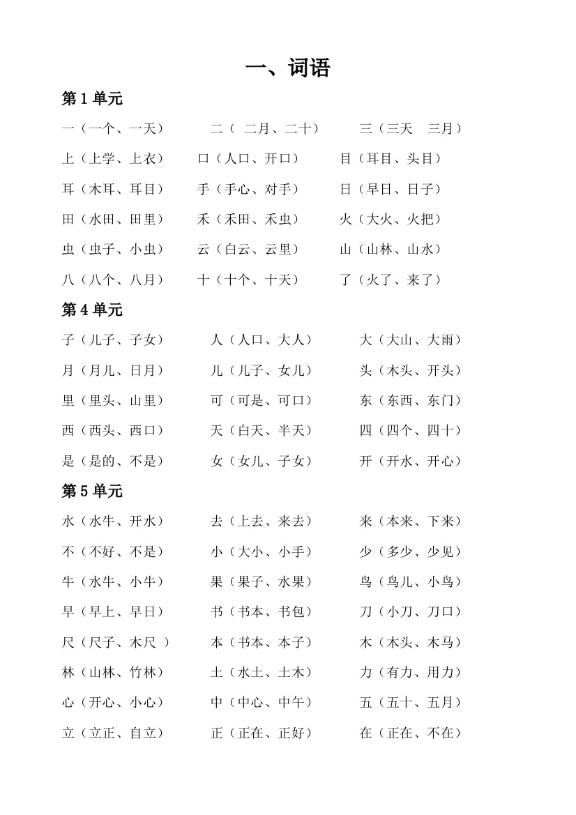 部编版一年级上册字词工作总结