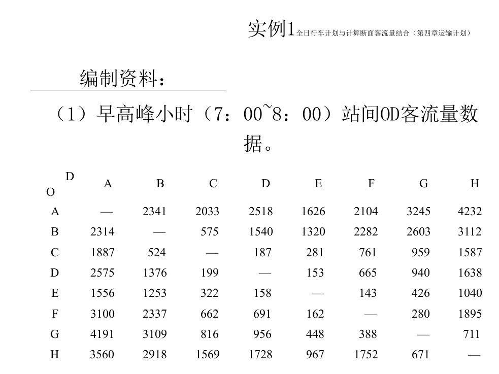 全日行车计划与计算客流量结合的例题