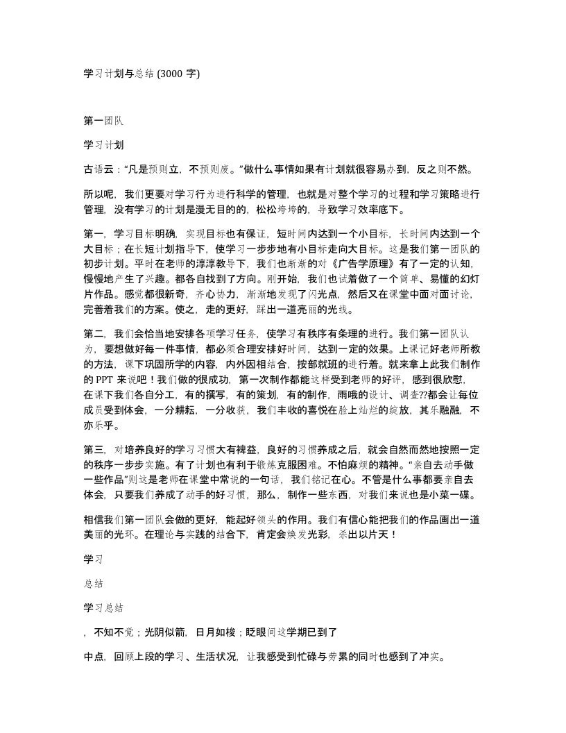 学习计划与总结3000字