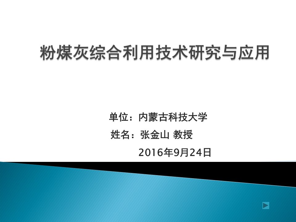 粉煤灰综合利用技术研究与应用——张金山