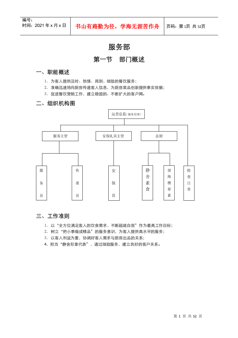 服务部工作流程