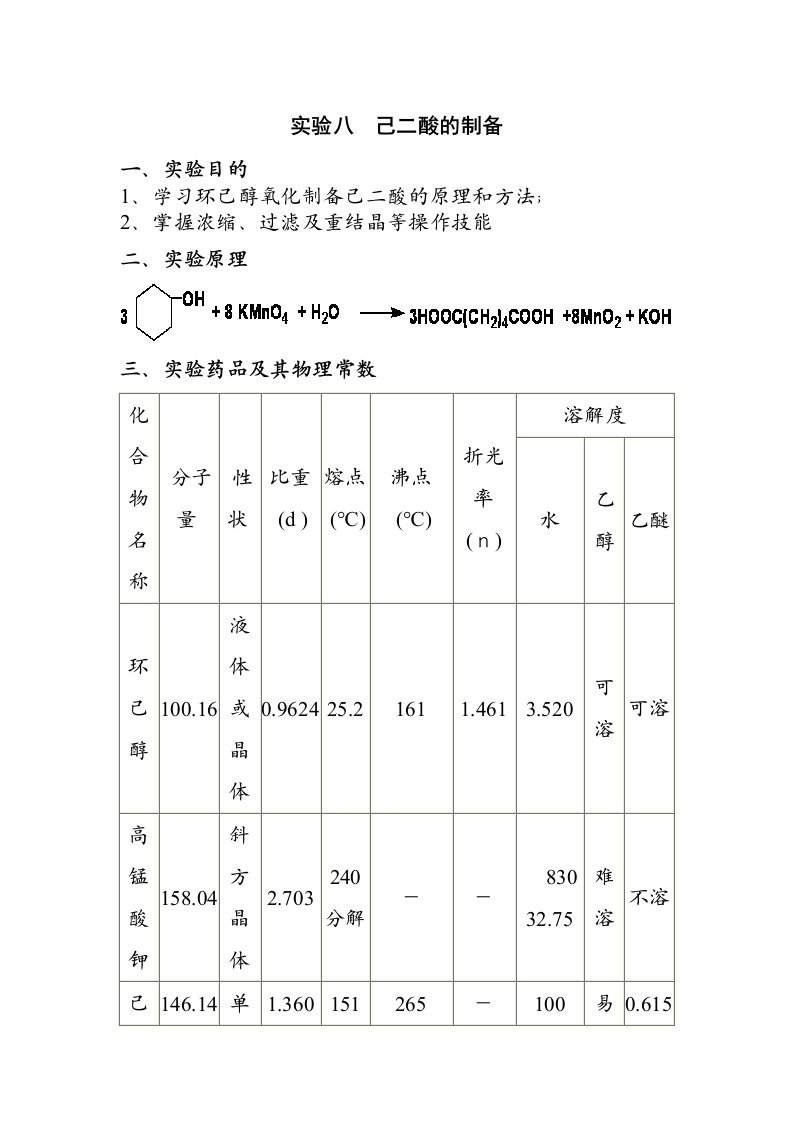 己二酸的制备实验报告