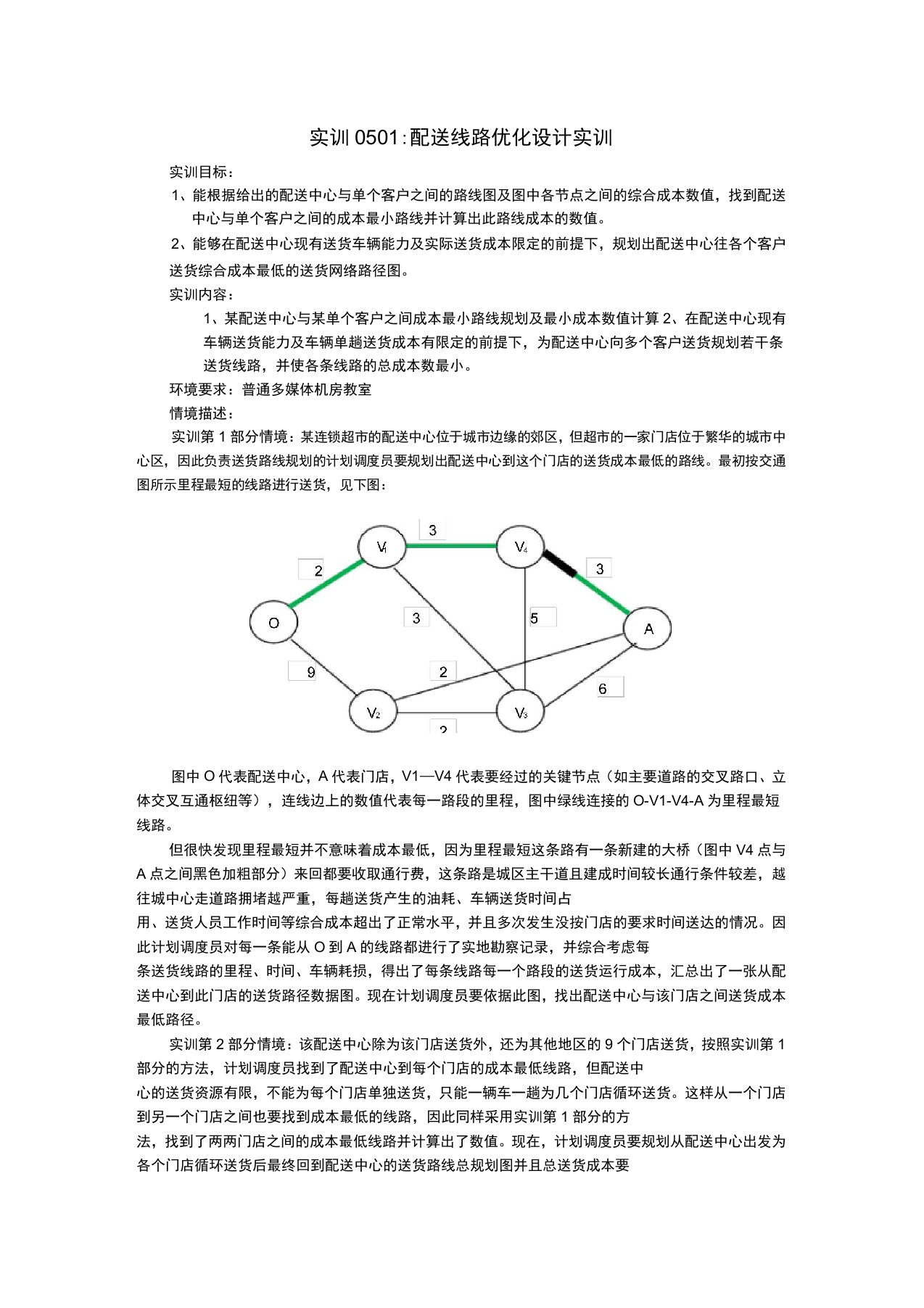 配送线路优化设计实训