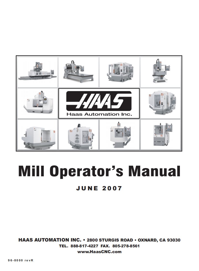 铣床操作手册-英文版96-8000r