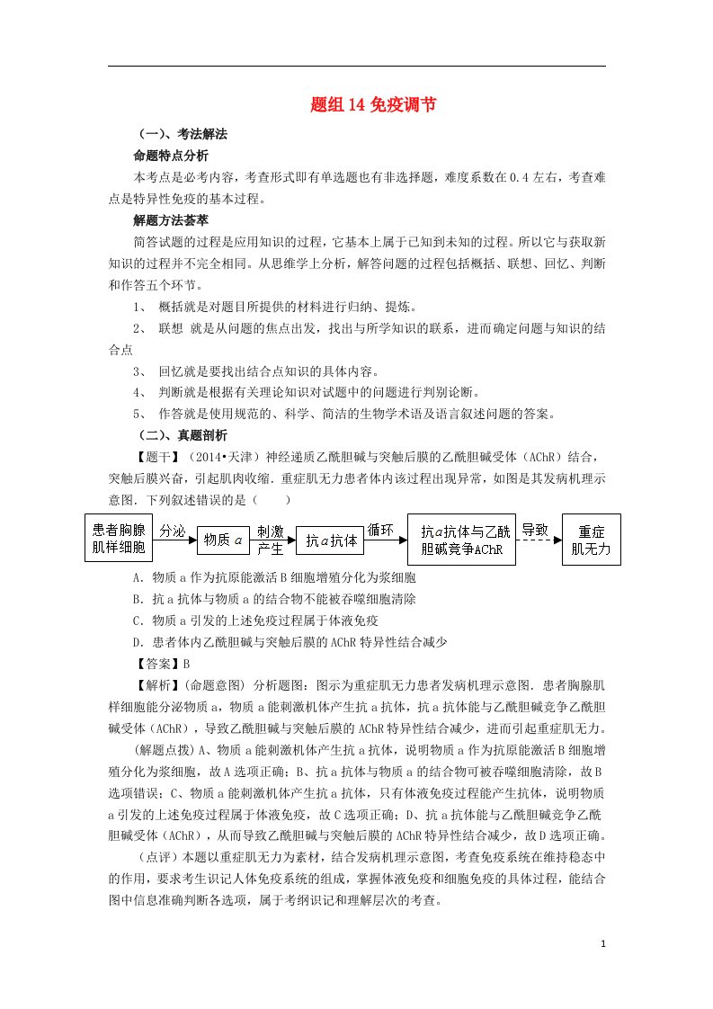 高考圈题（新课标II卷）高考生物总复习