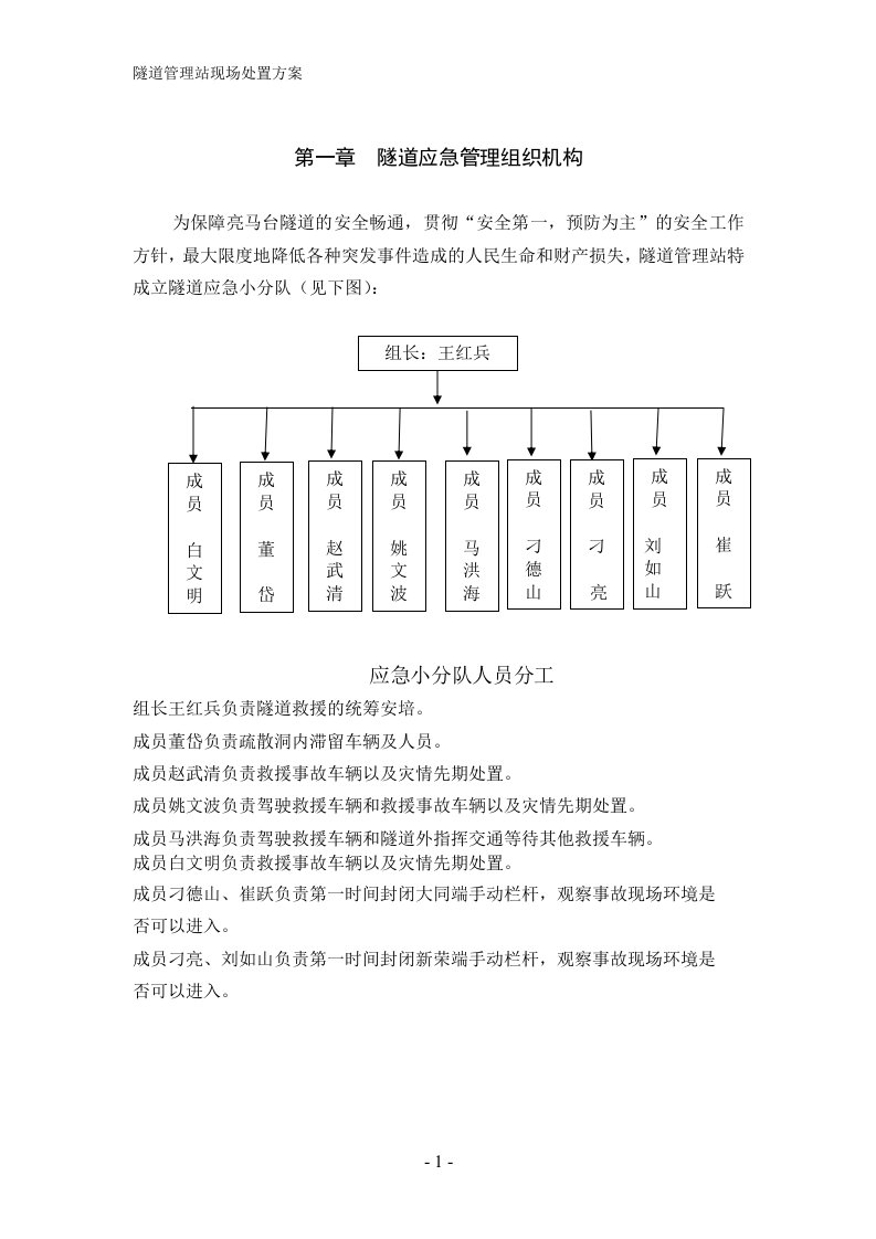 隧道现场处置方案