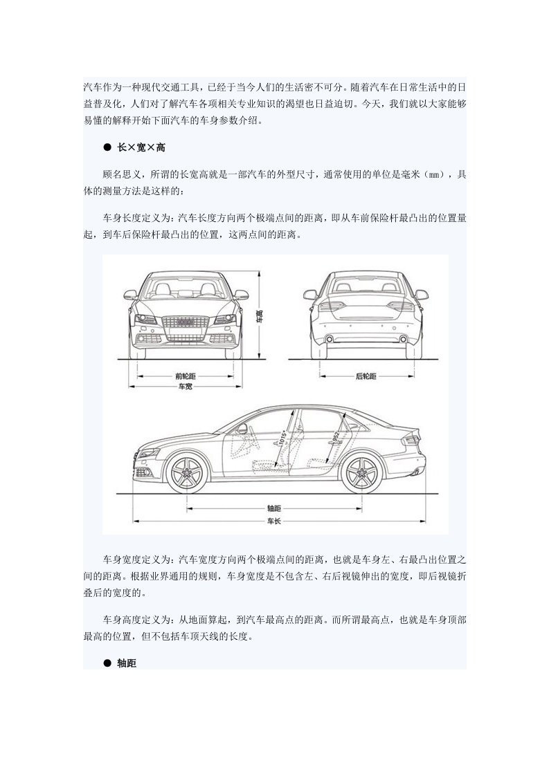 精选汽车车身参数