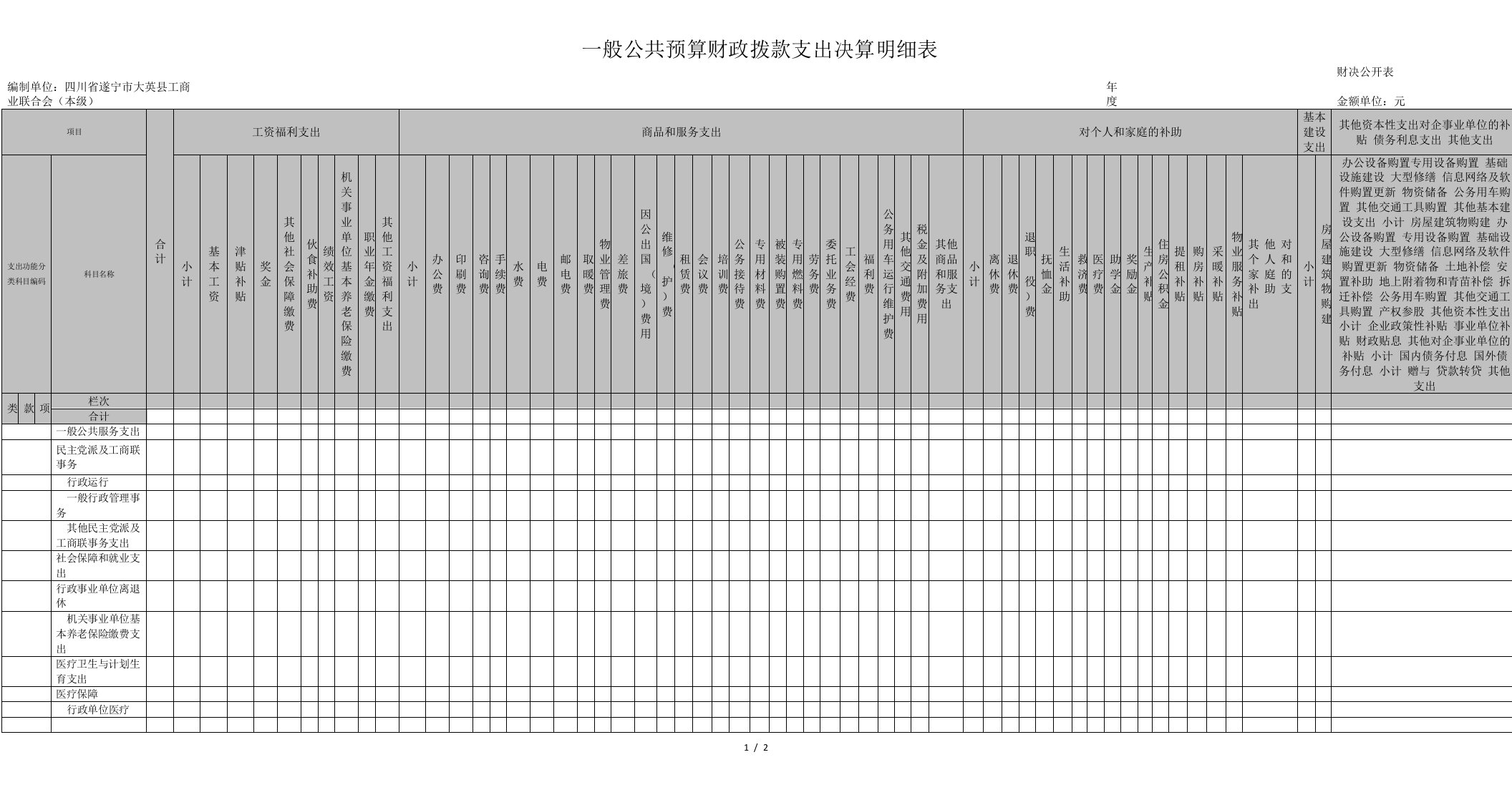 一般公共预算财政拨款支出决算明细表