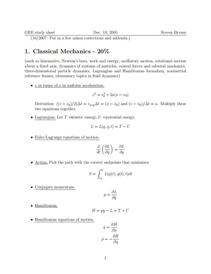 gre-sub-physics-考试总结-必备-资料