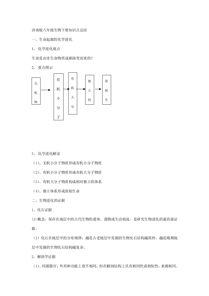 2023年济南版八年级生物下册知识点