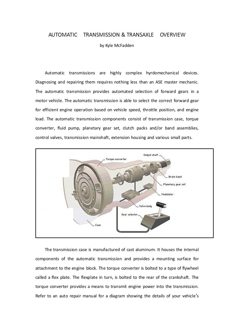 自动变速器与驱动桥概述英文文献加中文翻译