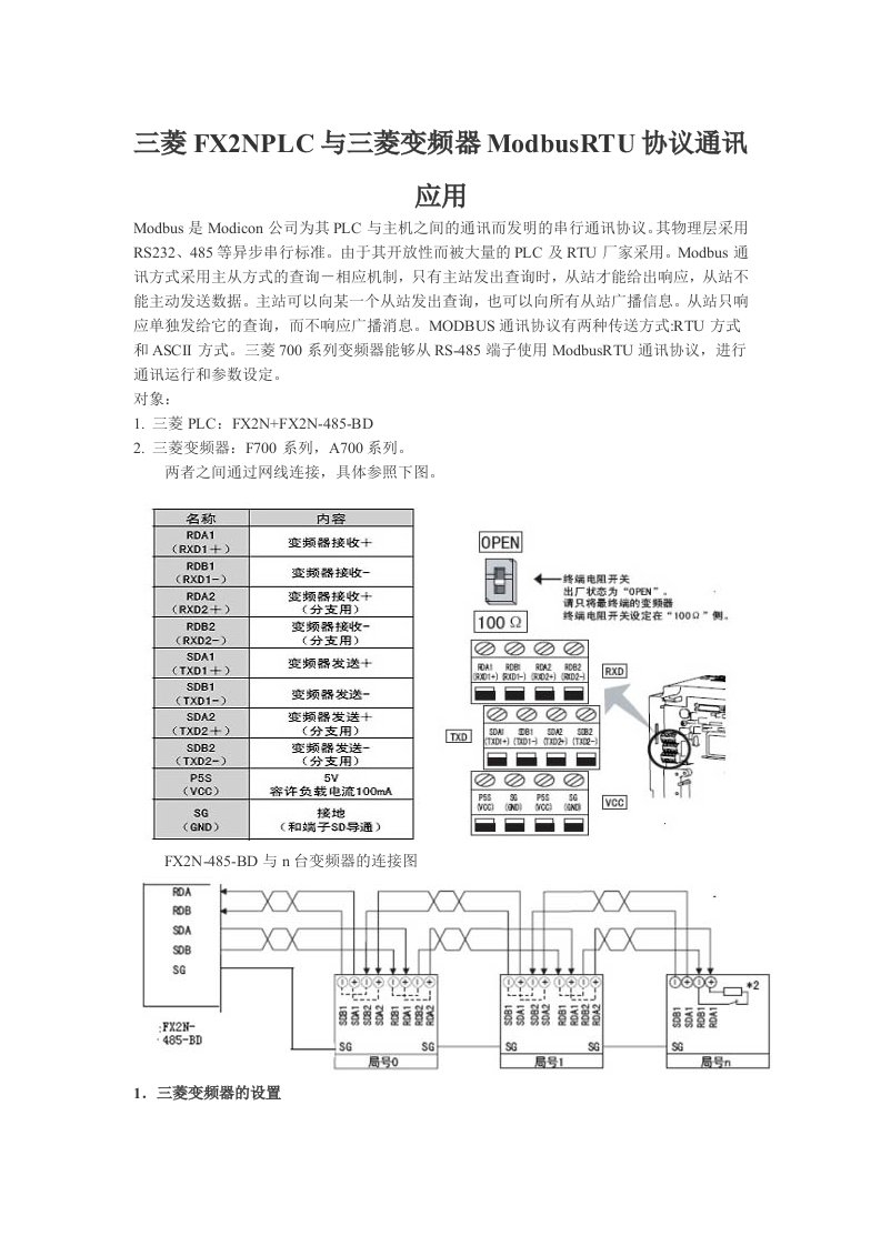 jr三菱FX2NPLC与三菱变频器ModbusRTU协议通讯应用by